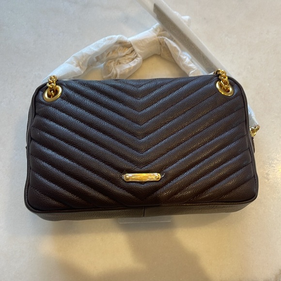 SOLD!!!!! NWT REBECCA MINKOFF EDIE ZIP SHOULDER LEATHER BAG IN CIGARO - Picture 7 of 12